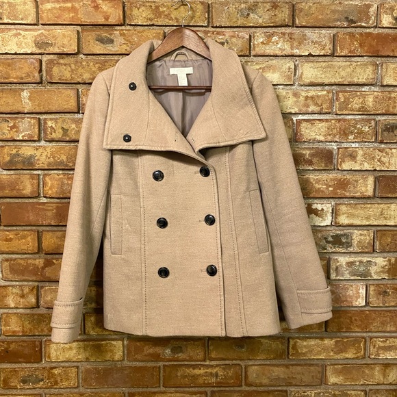 H&M Jackets & Blazers - H&M tan dress pea coat size 8